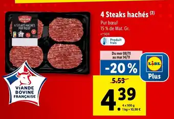 Lidl 4 STEAKS HACHÉS offre
