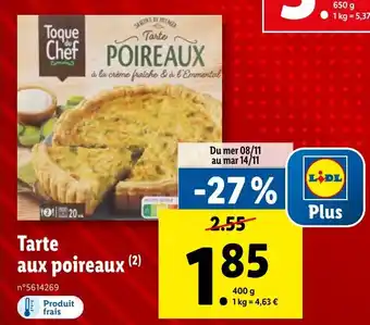 Lidl Tarte aux poireaux offre