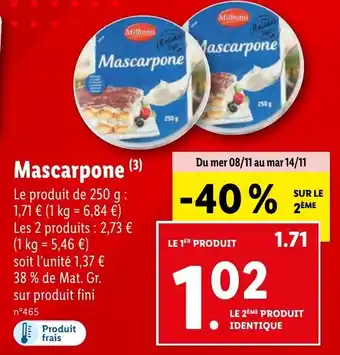 Lidl Mascarpone offre