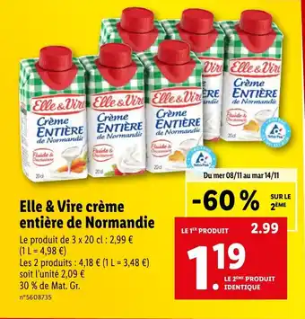 Elle & Vire crème entière de Normandie