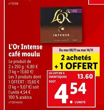 Lidl L'Or Intense café moulu offre