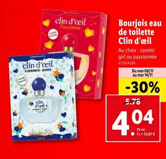 Lidl Bourjois eau de toilette Clin d'œil offre