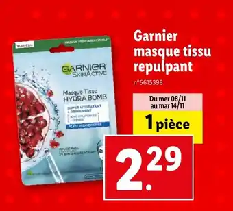 Lidl Garnier masque tissu repulpant offre
