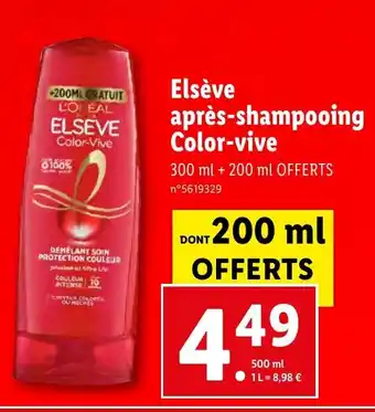 Lidl ELSEVE après-shampooing Color-vive offre