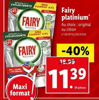 Lidl FAIRY PLATINUM offre