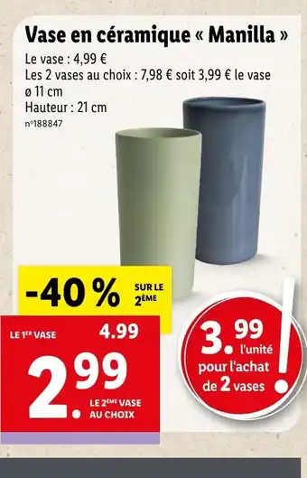 Lidl Vase en céramique << Manilla » offre