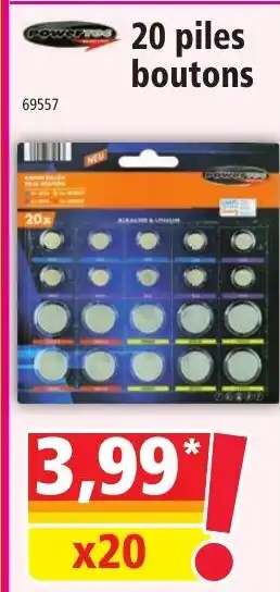 Norma 20 piles boutons offre