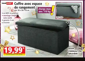 Coffre avec espace de rangement