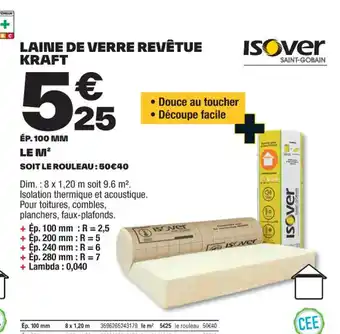 LAINE DE VERRE REVÊTUE KRAFT
