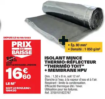 Brico Dépôt ISOLANT MINCE THERMO-RÉFLECTEUR offre