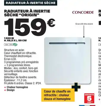 Brico Dépôt RADIATEUR À INERTIE SÈCHE "ORIGIN" offre