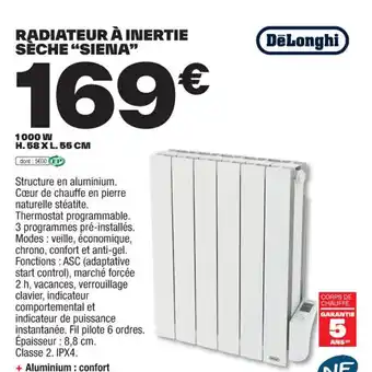 Brico Dépôt RADIATEUR À INERTIE SÈCHE offre