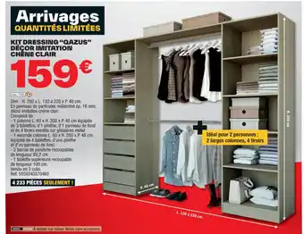 Brico Dépôt KIT DRESSING "QAZUS" DÉCOR IMITATION CHÊNE CLAIR offre