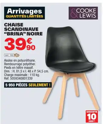 Brico Dépôt CHAISE SCANDINAVE "BRINA" NOIRE offre