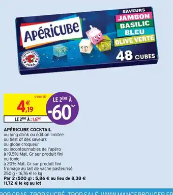 Intermarché APÉRICUBE COCKTAIL offre
