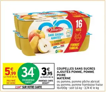 COUPELLES SANS SUCRES AJOUTÉS POMME, POMME POIRE MATERNE
