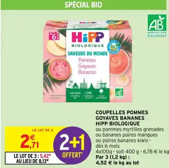Intermarché COUPELLES POMMES GOYAVES BANANES HIPP BIOLOGIQUE offre