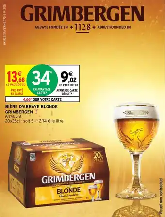Intermarché BIÈRE D'ABBAYE BLONDE GRIMBERGEN offre