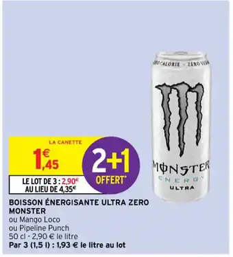 Intermarché BOISSON ÉNERGISANTE ULTRA ZERO MONSTER offre