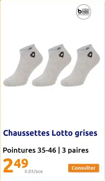 Action Chaussettes Lotto grises offre