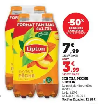 Hyper U ICE TEA PECHE LIPTON offre