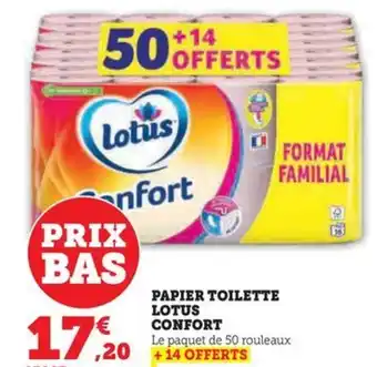 Hyper U PAPIER TOILETTE LOTUS CONFORT offre