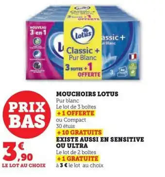 Hyper U MOUCHOIRS LOTUS offre