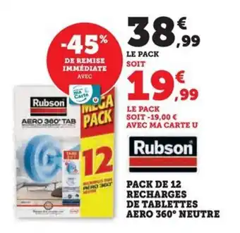 Hyper U PACK DE 12 RECHARGES DE TABLETTES AERO 360° NEUTRE offre