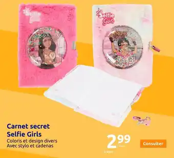 Action Carnet secret Selfie Girls offre