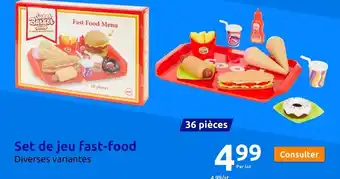 Action Set de jeu fast-food offre