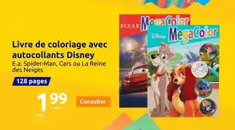 Action Livre de coloriage avec autocollants Disney offre