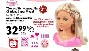 Lidl Tête à coiffer et maquiller 2ANS Charlene Super Model offre