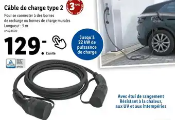 Lidl Câble de charge type 2 offre