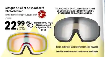 Lidl Masque de ski et de snowboard Photochromic offre