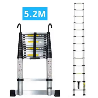 Brico Cash Echelle télescopique aluminium 15 marches h 5,2m avec crochets démontables et barre stabilisatrice offre