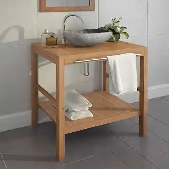 Bricomarché Meuble-lavabo de salle de bains teck massif 74x45x75 cm - brun - meubles lavabos - armoires et meubles de rangement - brun - offre