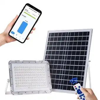 Projecteur solaire led connecté 20w ip65 (panneau solaire + télécommande inclus) - blanc froid 6000k - 8000k - silamp