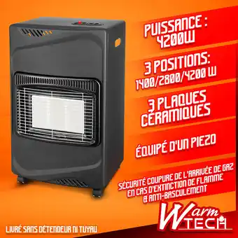 Bricorama Chauffage gaz infrarouge sur roues 4.2kw - 3 positions - warm tech offre