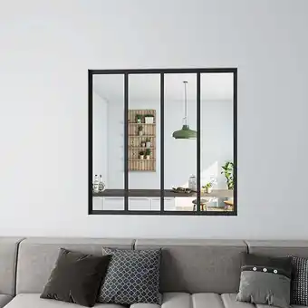 Bricorama Verrière intérieure aluminium noir mat 123x108cm 4 vitrage et carreaux verrière fixe kit de verrière offre