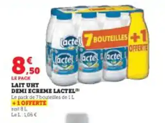 Super U LAIT UHT DEMI ECREME LACTEL offre