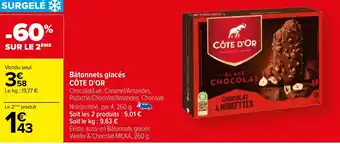 Carrefour Bâtonnets glacés CÔTE D'OR offre