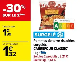 Carrefour Pommes de terre rissolées surgelés CARREFOUR CLASSIC' offre