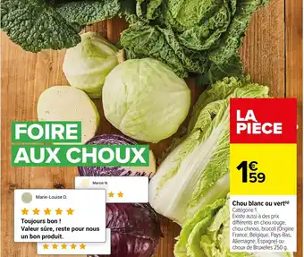 Carrefour Chou blanc ou vert(9) offre