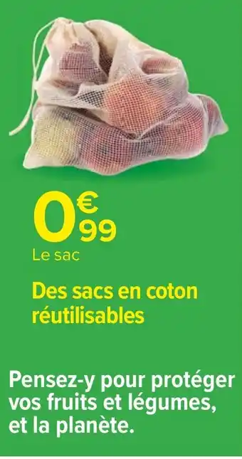 Carrefour Des sacs en coton réutilisables offre