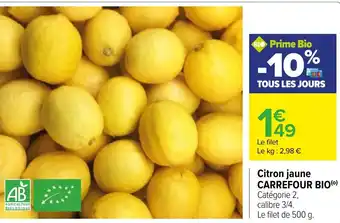 Carrefour Citron jaune CARREFOUR BIO(⁰) offre