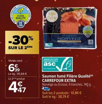 Carrefour Saumon fumé Filière Qualité(⁰) CARREFOUR EXTRA offre