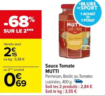 Carrefour Sauce Tomate MUTTI offre