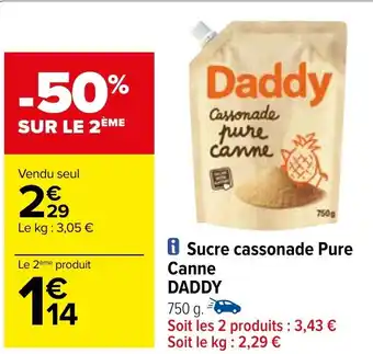 Carrefour Sucre cassonade Pure Canne DADDY offre