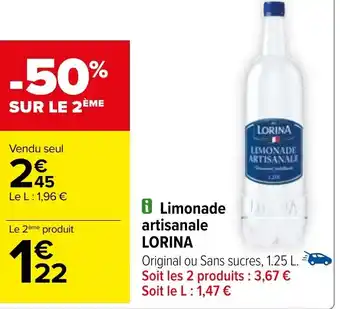 Carrefour Limonade artisanale LORINA offre