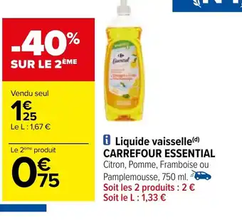 Carrefour Liquide vaisselle(d) CARREFOUR ESSENTIAL offre